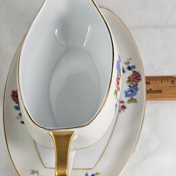 Edelstein Bavaria Porcelain Sauce Gravy Server Underplate floral ivory banded - Picture 8 of 9